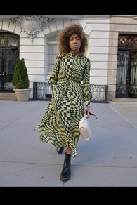 Navy and yellow shirt dress