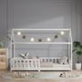 Children's Bed 90 x 200 cm Floor Bed with Fall Protection and Slatted Frame for Children Children's Beds for Girls and Boys Solid Pine Wood in White Image 7