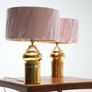 Pair of gold glazed ceramic lamps by Bitossi for Bergboms, Sweden, 1960s. Image 6