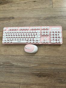 pink wireless keyboard and mouse