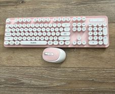 pink wireless keyboard and mouse