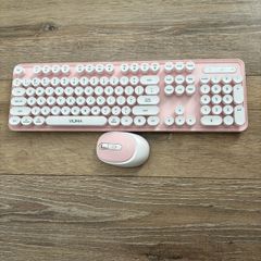 pink wireless keyboard and mouse