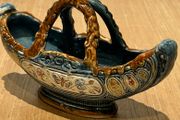 Majolica Romano Pottery Italian Small Basket Boat