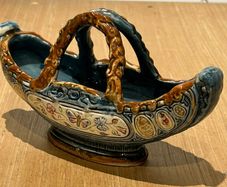 Majolica Romano Pottery Italian Small Basket Boat