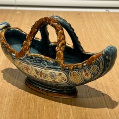 Majolica Romano Pottery Italian Small Basket Boat
