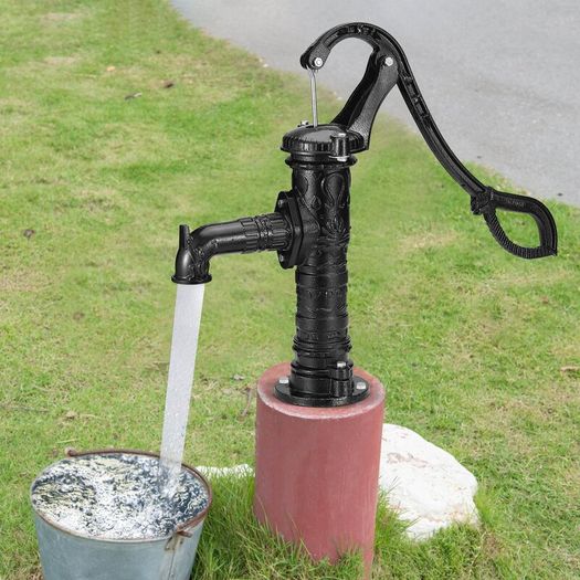 Antique Well Hand Pitcher Pump, 22 ft Maximum Lift, Cast Iron Manual Hand Water Pump with Ergonomic Handle G1-5/8" Easy Installation, Old Fashioned for Outdoor Home Yard Garden Pond Farm, Black