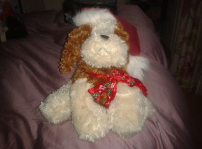very soft teddy with Santa hat