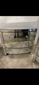 Bow Fronted Mirrored Glass Chest