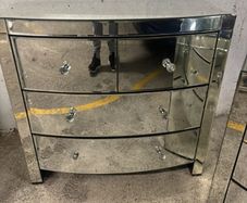 Bow Fronted Mirrored Glass Chest
