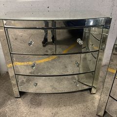 Bow Fronted Mirrored Glass Chest