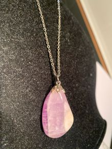 Large Amethyst  crystal pendant on silver chain