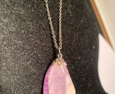 Large Amethyst  crystal pendant on silver chain