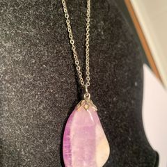 Large Amethyst  crystal pendant on silver chain