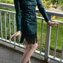 Sequined Fringed Emerald Green Party Dress Image 2