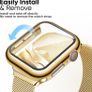 3-in-1 Compatible with Apple Watch Metal Straps 40mm with Case & Screen Protector, Dual Magnetic Band and Protective Cover with 9H Tempered Glass for iWatch SE3 Series 6/5/4, Gold Image 3