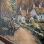 Large Vintage Landscape Oil Painting in Frame Image 2