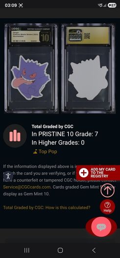 Pokemon Gengar Cgc Pristine 10