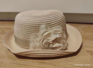 August Hat Company Pink Paper Straw Summer Hat with Flower Detail