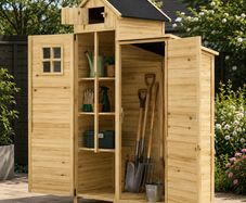 Wooden Shed with Double Zone Design Natural Wood
