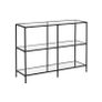 Console table with 3 levels Black  console table, hallway table, 3 levels, side table, tempered glass shelves, 100 x 30 x 73 cm, metal frame, modern, for hallway, living room, bedroom, black Image 2