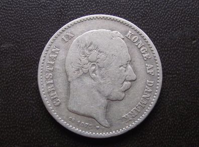 1875 Denmark. Christian IX. Silver 1 Krone