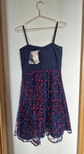 Orsay dress navy with blue and red/pink s. 38/10