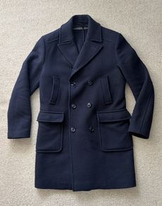 REISS Navy Mens Wool Coat.