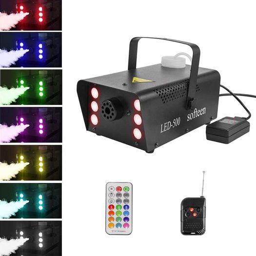 Smoke Machine,softeen Fog Machine with 6 Led Lights and 2 Wireless Remotes,Adjustable Colors and Lighting Modes,Supports Separate or Combination Operation of Fog and Lights,For Halloween, Christmas