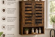 Wall cabinet with 2 doors vintage brown