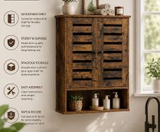 Wall cabinet with 2 doors vintage brown