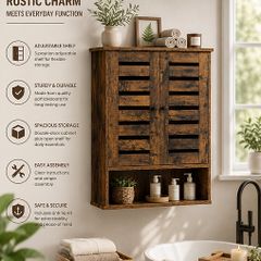 Wall cabinet with 2 doors vintage brown