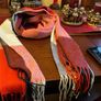 New warm and cosy scarf in shades of rust ,cream black and burnt orange Image 4