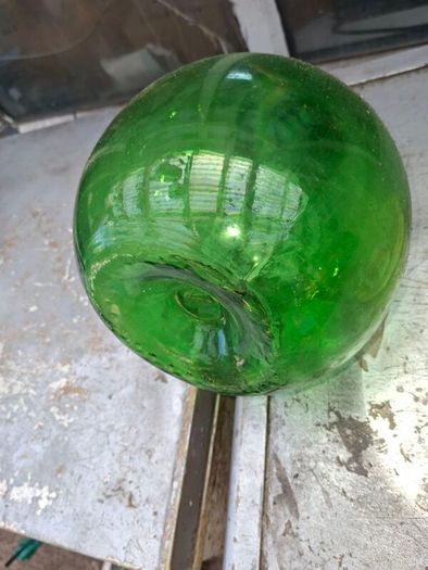 Very Large Old Italian 5Lt Wine Demijohn Green Glass Bottle in Basket, Postage Available,