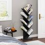 Black Tree Bookshelf, Kids Wooden Bookcase, Rustic Industrial Cube Bookshelves, Slim Tall Book Stand, Free Standing Book Shelf Image 2