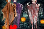 Halloween Decorations Outdoor, 3 Packs Halloween Skull Decorations, Hanging Skeleton Halloween Decorations Insertable Flying Ghost Halloween Indoor Decorations for Haunted House Garden