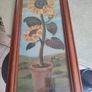 Lovely Framed Print Signed W . Darker - 1899 Sunflower Floral Print In Tall Pine Wood Frame. Image 6