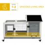 Wooden Rabbit Hutch, Guinea Pig Cage, with Removable Tray, Wheels - Grey Image 4