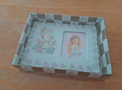 First Communion ceramic photo frame. Brand new in box.