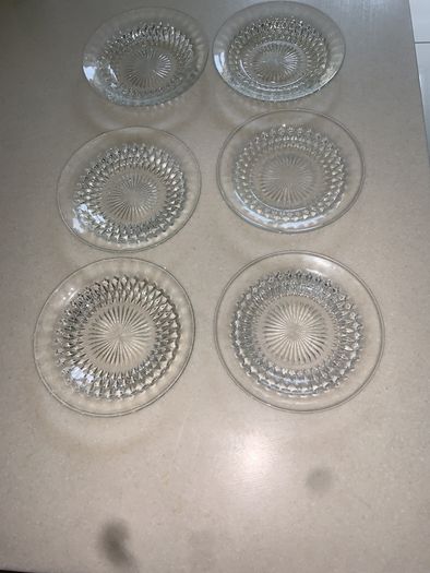 Vintage glass plates x 6
