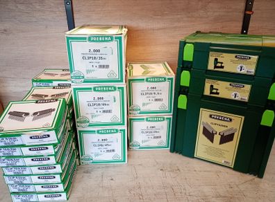 Prebena Electrical Cable Clip Air Gun x 2 + 20,800 Clips and Hose in 3 Boxes