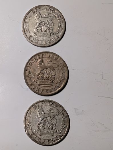 Silver Sixpences x3