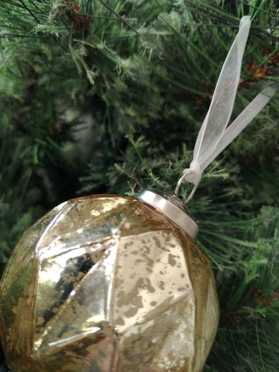 Box of x12 Gold Speckle Geometric Style Glass Christmas Baubles