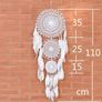 Extra Large Boho Dream Catcher with 3 Circles, White Feather Macrame Wall Hanging (110cm x 35cm) Image 6