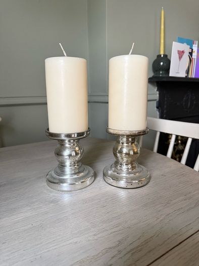 2 x pillar candle holders