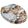 WC Toilet Seats 2 pcs with Soft Close Lids MDF Pebbles Design Image 4