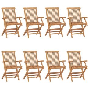Folding Garden Chairs 6 pcs Solid Teak Wood