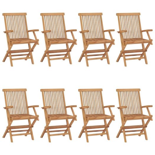 Garden Chairs 8 pcs Solid Teak Wood