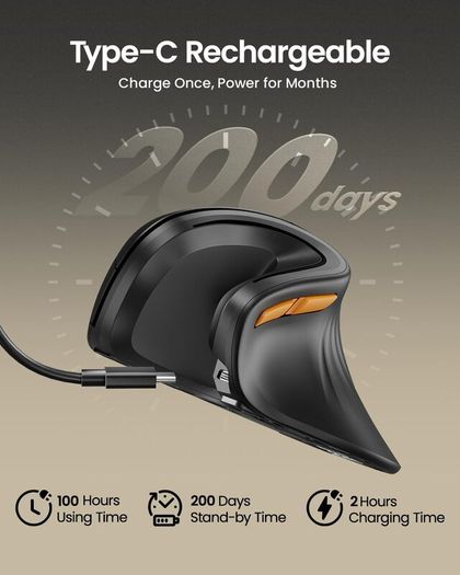 Ergonomic Mouse, Wireless Vertical Mini Mouse Rechargeable Optical Mice with Multi-Device (2 Bluetooth + USB Connection), 3 Adjustable DPI for Computer, iPad, Mac, Windows Black