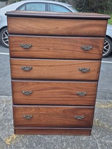 Vintage Wooden Blanket Box / Storage Chest with Drawers