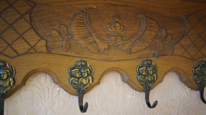 French Carved Oak Wall Coat Rack